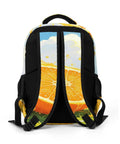 Back view of Dope Summer Fruit Print Unisex Backpack With Orange Lemon Lime Pattern, showing straps and design