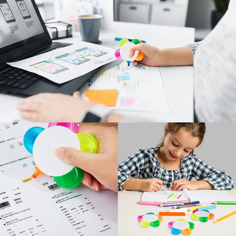 User holding Three Piece Flower Petal Highlighters Set In Five Colors 5 In 1 Watercolor Fluorescent Pens for studying.