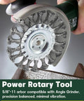Four Inch Crimped Steel Wire Wheel Brush Compatible With All 4 1/2 Angle Grinders for rust removal and paint stripping.