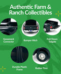 Collage showing details of Yellowstone Kayce Dutton Ram 3500 Mega Cab 1:20 Scale Collectible Truck featuring hitch and tires.