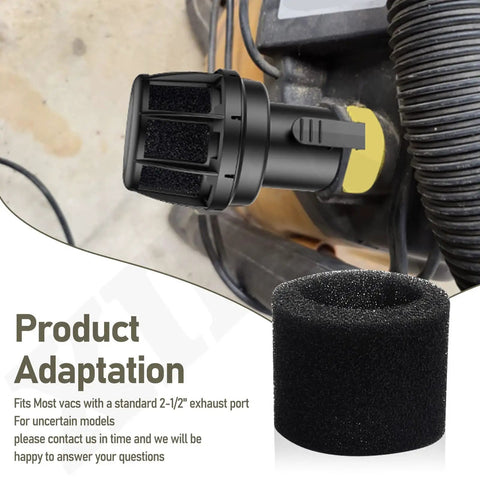 Two Point Five Inch Muffler Diffuser Vacuum Attachment For Wet Dry Vacs With Replacement Sponge Easy Install Diffuser Nozzle Compatible With Craftsman Shop Vacuums Reduces Noise And Boosts Dirt Sucking Power