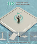 12 Inch Rain Shower Head High Pressure Rainfall Showerhead With Large Waterfall Flow Ultra Thin 2mm Panel, 360° adjustable