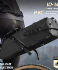 Massive 10 To 14L Under Seat Bike Saddle Bag With Roll Top Seal Durable PVC Fabric And Adjustable Straps For Long Distance Rides Tail Pack Storage For Gear Tools Tubes And Essentials