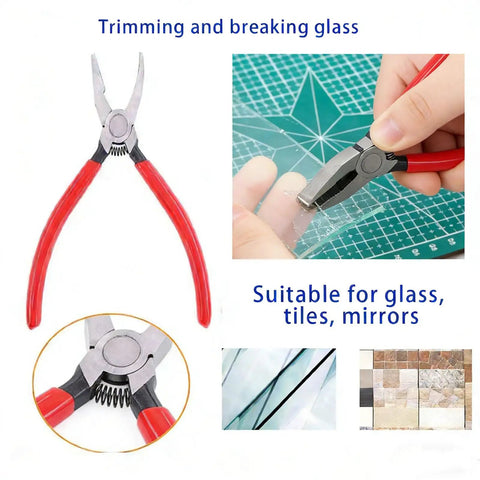Pro Grade Glass Cutting Tool Set Kit With Nipper, Running Plier, Breaking Plier, Oil Feed Cutter, Replacement Blades, for stained glass.