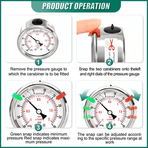 BOGERDACK vacuum pressure gauge, stainless steel, glycerin-filled, 2.5-inch dial, back-mount, 1/4" NPT