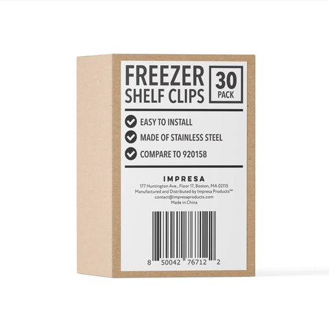 Packaging of 30 Pack Heavy Duty Commercial Freezer Shelf Clips That Fit True And Other Commercial Refrigerators Stainless Steel Model 7122