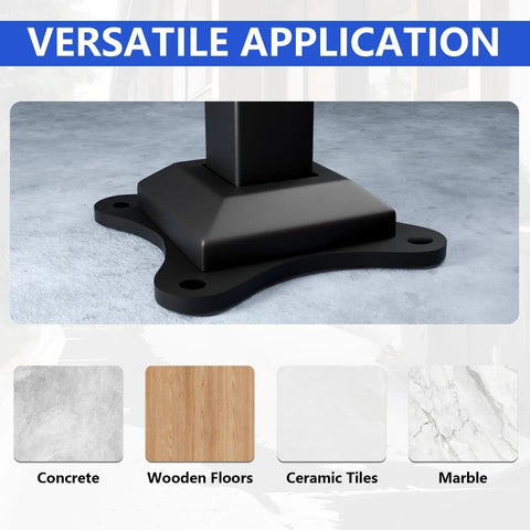 Outdoor Steps Handrail Single Post For 1 To 2 Steps 38 Inch High Wrought Iron Rustproof Black Stair Railing Base Detail