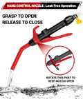 Hand control nozzle for Plug And Play Electric Fuel Transfer Pump With Usb C and Heavy Duty Batteries, designed for leak-free operation.