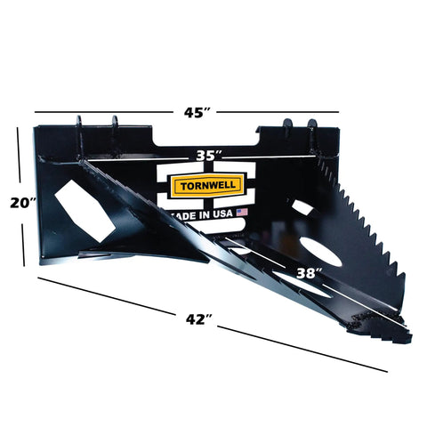 Industrial Grade Stump Bucket Attachment For Skid Steer With Serrated Edge And AR400 Tip dimensions