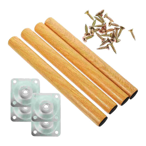 Detachable Wooden Furniture Legs Kit, 4 Pieces, 30cm Table And Cabinet Feet For DIY Projects with screws and plates