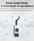 ELRS Nano 2.4GHz Long Range FPV Transmitter Module with antenna, power supply range diagram 5-12.6V DC