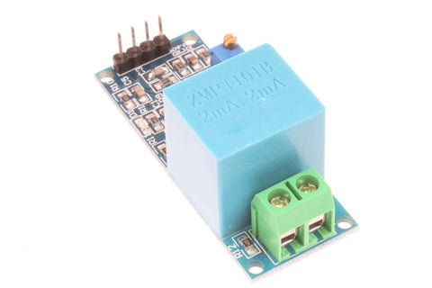 Dead Simple Precision Voltage Transformer Module Measuring Zero To Two Fifty Volt AC Single Phase Sensor with blue cube and green connector.