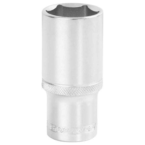 27mm Metric Deep Socket With Thin Wall Design, 6 Point, Knurled Grip For Easy Finger Grab And Automotive Maintenance