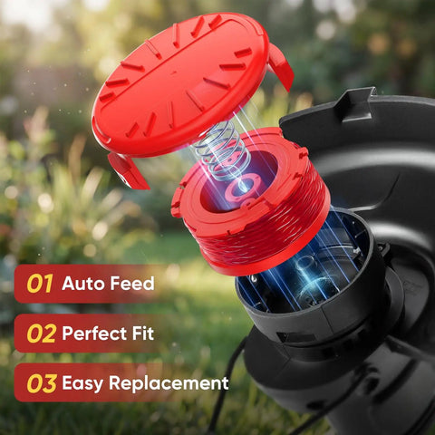 Close-up of 8 Pack 0.080 Inch 20 Ft Auto Feed Weed Eater String Line for Craftsman Weed Wacker CMCST910 Series demo.