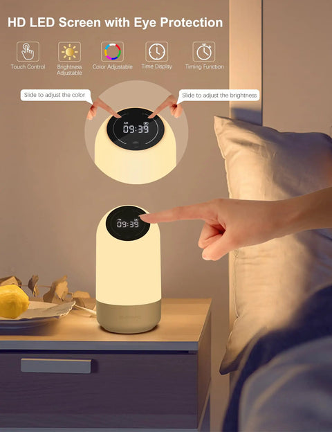 Smart LED Night Light With Alexa And Google Voice Control Dimmable Bedside Table Lamp Lit Color Changing Mood Light 34 Scene Modes