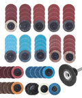 Assorted sanding discs and holder for power sanders, including mixed grits for various surfaces