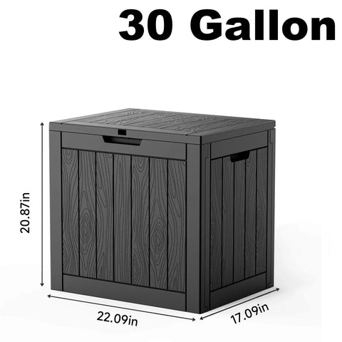 30 Gallon Outdoor Deck Box Lockable Waterproof Storage Container For Patio Cushions Garden Tools And Pool Accessories Weatherproof Resin Black