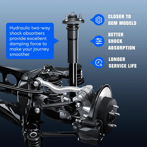 Toyota Sienna Rear Complete Strut Shock Absorbers Pair Hydraulic Rear Shocks Replacement For 2004 To 2020 FWD Fits 344308 diagram