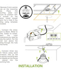 Installation guide for Top Shelf 1 Inch Led Recessed Ceiling Lights 24 Pack showing wiring and mounting steps.