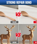 Bulletproof Wood Glue For Furniture Repair Fast Acting Adhesive For Cracks And Splits used on wooden spoon and deer figurine repair.