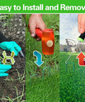 Easy installation and removal of Heavy Duty Green Landscape Staples 50 Pack 6 Inch Garden Stakes For Turf And Ground Fabric 11 Gauge Galvanized Lawn Pins Ideal For Weed Barrier Sod Fences Irrigation Tubing And Outdoor DIY Projects