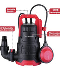 Heavy Duty Submersible Sump Pump 1 HP 3960 GPH With Float Switch Workhorse Thermoplastic Portable Water Removal Transfer Pump