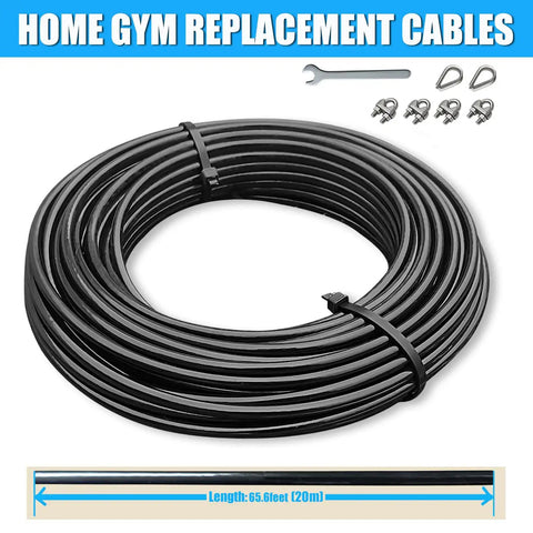 Beefy Pulley Cable Replacement For Home Gym 65.6 Ft Or 98.4 Ft Length 5mm TPU Coated Stainless Steel Wire Rope 1500 Lb Load Rating
