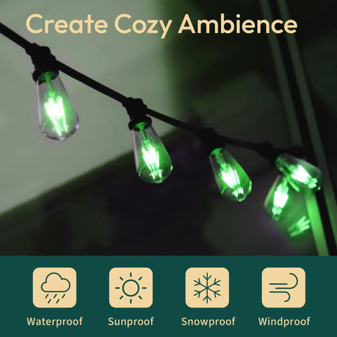 Shatterproof S14 Outdoor Light Bulbs 24 Pack For String Lights, E26 Base 1W 2200K Warm White, Non-Dimmable Patio Vibe Lighting illuminating.