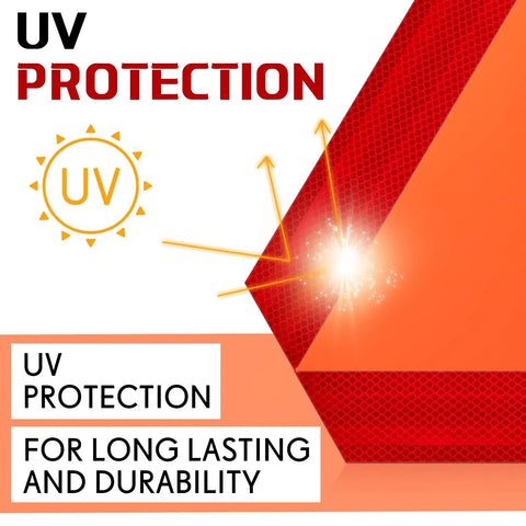 UV protection detail on 14x16 Inch Aluminum Slow Moving Vehicle Sign With Mounting Bracket Reflective Triangle SMV Warning.