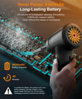 11 In 1 Compressed Air Duster With 120000 RPM Adjustable 3 Gear Settings And LED Light used on a keyboard, 9000mAh battery