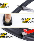 3/4 in by 3/4 in D-shaped rubber weather stripping with self-adhesive backing for automotive doors and windows
