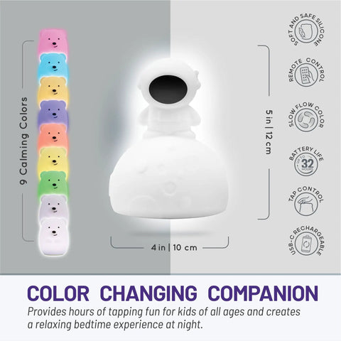 Animal Night Light For Kids With Rechargeable Silicone And ABS Nursery Glow In 8 Calming Colors Soft Non Toxic Lamp Features
