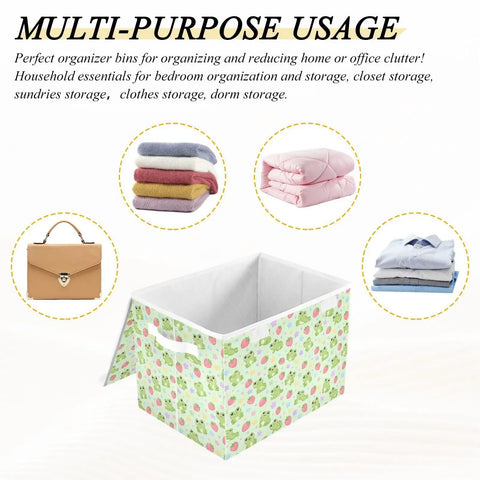 Built Different Foldable Storage Bin With Lid And Handles Collapsible Closet Organizer For Home Bedroom, 16.5x12.6x11.8in, 300D Oxford Fabric.
