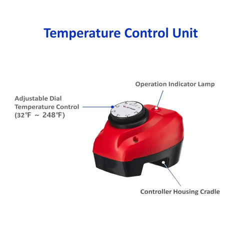 Temperature control unit of 1300W Immersion Bucket Heater With Adjustable Thermostat And Auto Shutoff For Overheat Protection.