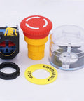22mm Emergency Stop Push Button Switch With Red Mushroom Latching Design Station Box Cover 2 NC 10A 440V Key Lock Stop