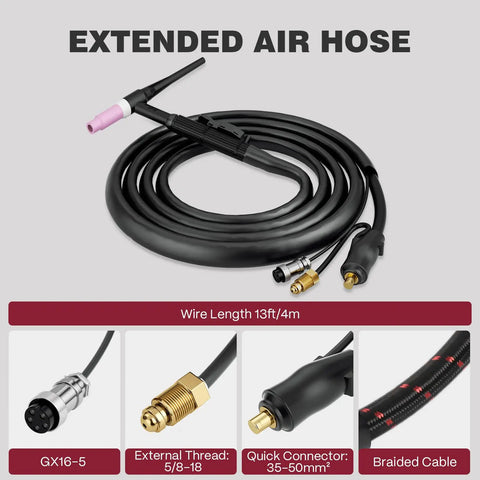 WP26 TIG Torch With Air Cooled High Frequency Start Beefy 13 Ft Cable 150 A Dinse 35 To 50 MM2 Connector