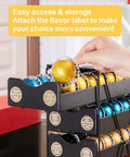 Person placing Vertuo pod into Ultra Slim 5 Point 4 Inch Wide Nespresso Pod Holder Drawer 5 Tier Multi Layer Organizer