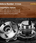 2-Piece Rear Wheel Hub And Bearing Assembly Set For 2012-2018 Focus Without Active Park Assist, 5-Lug With Magnetic ABS Encoder