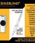CRAVERLAND universal pen adapter, white plastic with black knob, fits pens/markers under 0.5 in diameter.