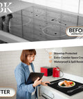 Before and after using All In One Stovetop Covers For Electric Stoves With Gap And Oven Handle Covers Glass Stovetop Protector