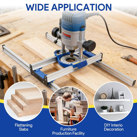 Pro Grade 50 Inch Benchtop Board Slab Flattening Jig With Adjustable Router Sled in woodworking application