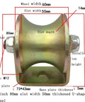 Built Legit And Rock Solid 3 Inch Wide Groove U Track Wheels For Round Tube Industrial Rails Heavy Duty dual ball bearings dimensions and design.