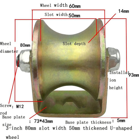 Built Legit And Rock Solid 3 Inch Wide Groove U Track Wheels For Round Tube Industrial Rails Heavy Duty dual ball bearings dimensions and design.