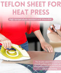 Teflon sheet for heat press under iron, used in 66 Piece Pro Grade Sublimation Shirts Tool Kit With Round Neck And V Neck Alignment Rulers.