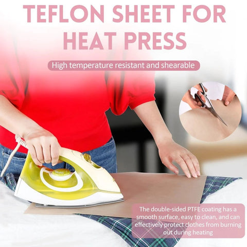 Teflon sheet for heat press under iron, used in 66 Piece Pro Grade Sublimation Shirts Tool Kit With Round Neck And V Neck Alignment Rulers.