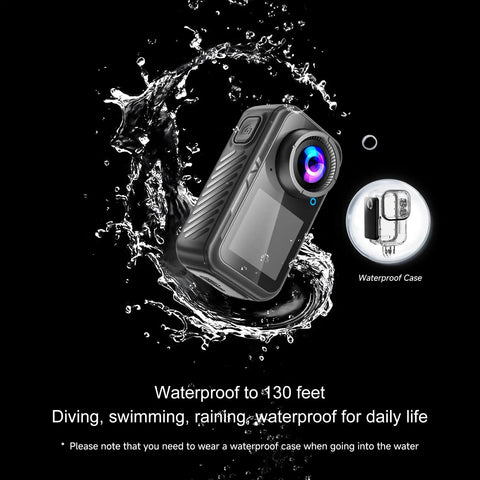 4K Mini Action Camera With EIS Stabilization, waterproof image demonstration, showing durability for vlogging and outdoor adventures.