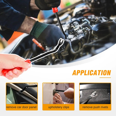 All In One Car Push Retainer Clips And Auto Fasteners Kit 975 Pieces In 33 Popular Sizes shown with cable tie remover in automotive application