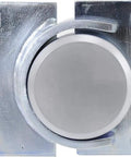 Commercial Puck Lock With Round Hasp, Solid Steel Body And Boron Steel Shackle, Chrome Plated Zinc Hasp visible from front view