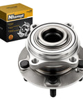 Front or rear wheel bearing hub assembly compatible with Hyundai Santa Fe Santa Fe Sport Sorento Veracruz and Santa Fe XL 5 lug non ABS replacement part for a smooth ride and easy install front view