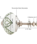 Side view of 12 Pack Ceramic Cabinet Knobs With Reversible Metal Backplates For Kitchen And Wardrobe Handmade Floral Knobs